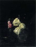 Hirst, Claude Raguet Roses in a Glass Pitcher with Decorative Metal Plate oil painting